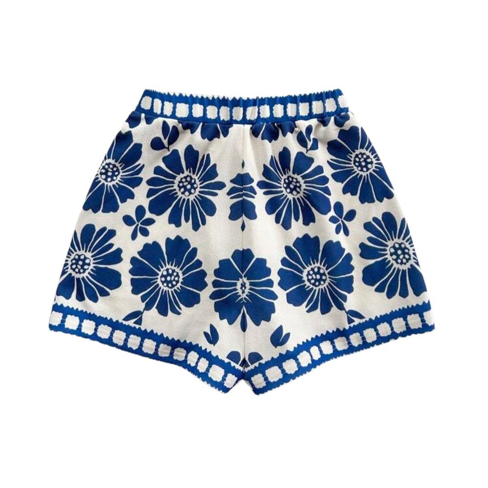 Soleia Blue and White Floral Shorts Sz XL